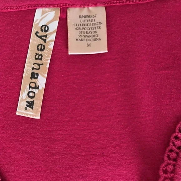 Eyeshadow Babydoll Empire Waist Crochet Trim V Neck Wrap vintage Y2k coquette - Picture 5 of 6